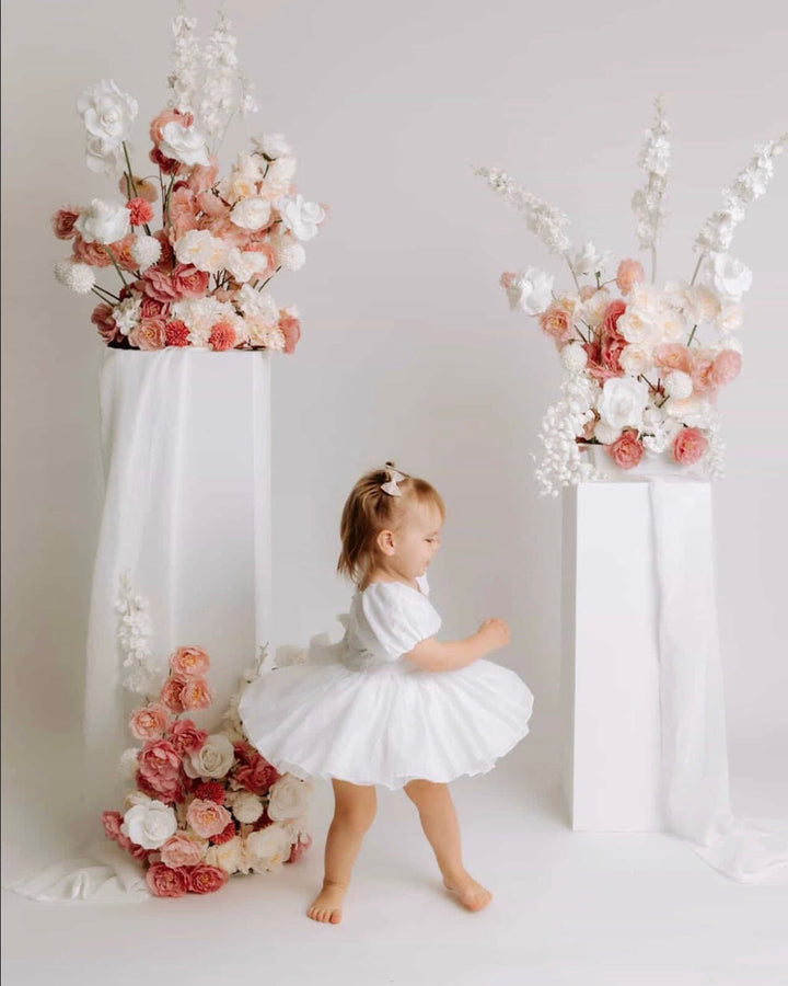 Lucy Puff Sleeve White Baby Dress
