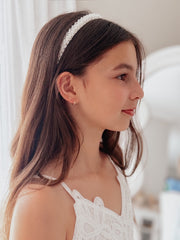Luna White Beaded Headband - A Little Lacey