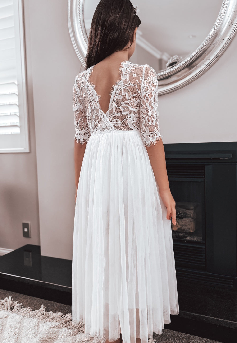 Maia White Lace Dress - Girls White Dresses