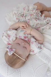 Maisie Puff Sleeve Floral Baby Dress - A Little Lacey