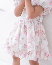 Maisie Puff Sleeve Floral Girls Dress - A Little Lacey