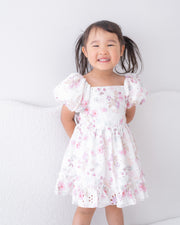 Maisie Puff Sleeve Floral Girls Dress - A Little Lacey