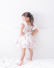 Maisie Puff Sleeve Floral Girls Dress - A Little Lacey