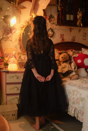 Melody Long Sleeve Girls Black Dress - A Little Lacey