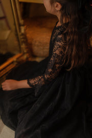 Melody Long Sleeve Girls Black Dress - A Little Lacey