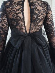 Melody Long Sleeve Girls Black Dress - A Little Lacey