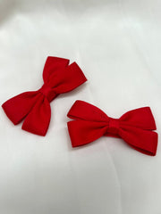 Mini Red Christmas Girls Pigtail Bows - A Little Lacey