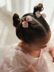 Mini Dusty Pink Girls Pigtail Bows - A Little Lacey