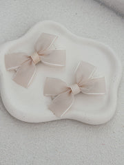 Ivory Rosebud Girls Pigtail Bows - A Little Lacey