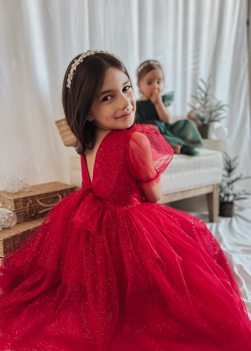 Nina Red Sparkle Christmas Dress A Little Lacey Nina Red Sparkle Christmas Dress A Little Lacey