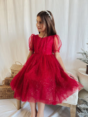 Nina Red Sparkle Christmas Dress - A Little Lacey