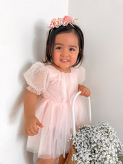 Nina Sparkle Peach Baby Girls Romper - A Little Lacey