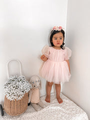 Nina Sparkle Peach Baby Girls Romper - A Little Lacey