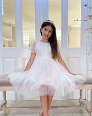 Nina Puff Sleeve Flower Girl Dress - A Little Lacey