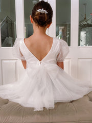 Nina Puff Sleeve Flower Girl Dress - A Little Lacey