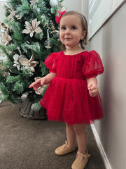Nina Red Sparkle Christmas Romper - A Little Lacey