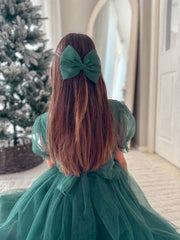 Sparkle Green Christmas Bow - A Little Lacey