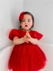 Nina Red Sparkle Christmas Romper - A Little Lacey