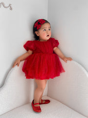 Nina Red Sparkle Christmas Romper - A Little Lacey