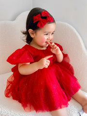 Nina Red Sparkle Christmas Romper - A Little Lacey