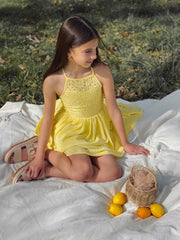 Norah Yellow Girls Dress - A Little Lacey