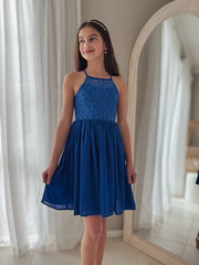 Norah Royal Blue Girls Dress - A Little Lacey