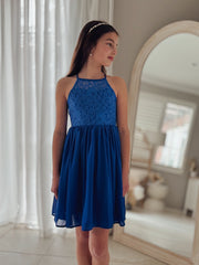 Norah Royal Blue Girls Dress - A Little Lacey