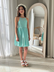 Norah Turquoise Girls Dress - A Little Lacey