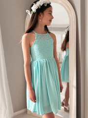 Norah Turquoise Girls Dress - A Little Lacey