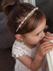 Nova Girls Pearl & Diamnate Gold Headband - A Little Lacey