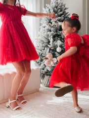 Nina Red Sparkle Christmas Dress - A Little Lacey