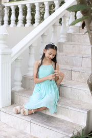 Norah Turquoise Girls Dress - A Little Lacey