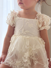 Petal Ivory Embroidered Baby Dress - A Little Lacey