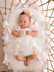 Petal White Embroidered Baby Dress - A Little Lacey