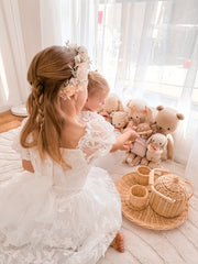 Petal Embroidered Girls White Dress - A Little Lacey