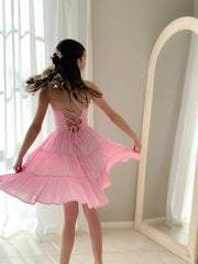 Phoebe Chiffon Girls Pink Dress - A Little Lacey