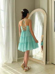 Phoebe Chiffon Girls Dress - Turquoise - A Little Lacey