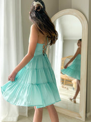 Phoebe Chiffon Girls Dress - Turquoise - A Little Lacey