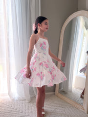 Phoebe Chiffon Girls Dress Pink Floral - A Little Lacey