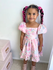 Polly Puff Sleeve Rainbow Girls Dress - A Little Lacey