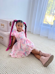 Polly Puff Sleeve Rainbow Girls Dress - A Little Lacey