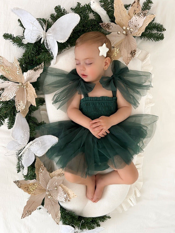 Poppy Green Christmas Romper - Christmas Dresses and Rompers