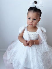 Poppy White Swiss Dot Romper - A Little Lacey