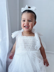 Poppy White Swiss Dot Romper - A Little Lacey