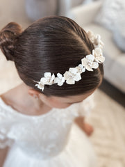 Elodie Girls Porcelain White Flower Headband - A Little Lacey