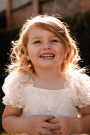 Petal Embroidered Girls White Dress - A Little Lacey