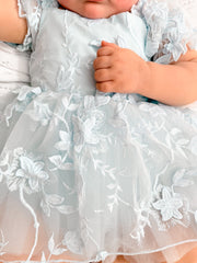 Petal Blue Embroidered Baby Dress - A Little Lacey