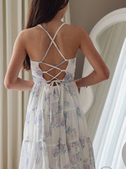 Phoebe Chiffon Girls Dress Purple Floral - A Little Lacey