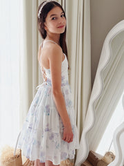 Phoebe Chiffon Girls Dress Purple Floral - A Little Lacey