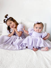 Lucy Puff Sleeve Lilac Baby Dress - A Little Lacey